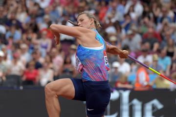 Barbora Spotakova at the Diamond League meeting in London (Kirby Lee)