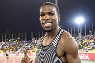 Ameer Webb at the 2016 IAAF Diamond League meeting in Doha (Hasse Sjogren)