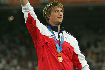 Andreas Thorkildsen of Norway celebrates winning the men's javelin (Getty Images)