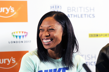 Allyson Felix at the press conference for the IAAF Diamond League meeting in Birmingham (Jean-Pierre Durand)