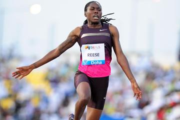 Brittney Reese sails out to 7.25m in the Long Jump at the 2013 Doha Diamond League (Errol Anderson)