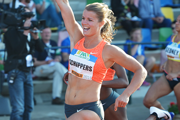 Dafne Schippers sets a Dutch record of 10.94 to win the 100m at the FBK Games in Hengelo (Erik van Leeuwen)