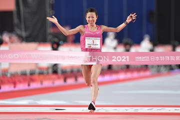 Mizuki Matsuda wins the 2021 Nagoya Women's Marathon (Takuma Ito for Agence SHOT)