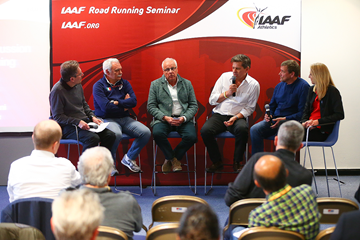 The round-table discussion at the IAAF Road Running Seminar in Cardiff (Getty Images)