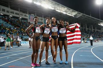 USA's gold medal-winning women's 4x100m team at the 2014 IAAF World Relays (Getty Images)