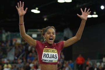Yulimar Rojas after winning the triple jump at the IAAF World Indoor Championships Portland 2016 (Getty Images)