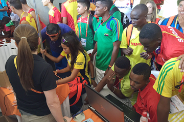 The IAAF's outreach stand at the IAAF World Youth Championships, Cali 2015 (IAAF)