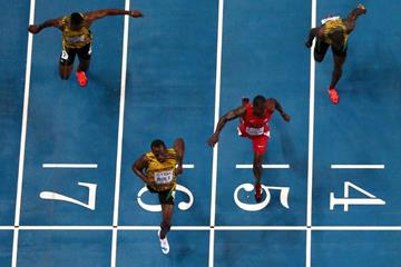 The men's 100m final at the IAAF World Championships Moscow 2013 (Getty Images)