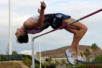 Kristjan Rosenberg in the decathlon high jump at the IAAF Combined Events Challenge meeting in Arona (JJ Vico)