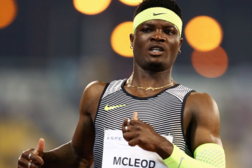 Omar McLeod after winning the 110m hurdles at the IAAF Diamond League meeting in Doha (Getty Images)
