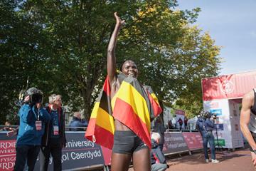 Juliet Chekwel celebrates her victory (Organisers)