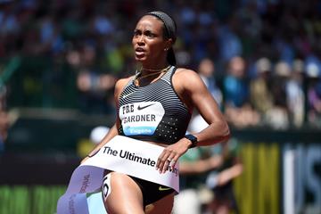 English Gardner at the 2016 IAAF Diamond League meeting in Eugene (Kirby Lee)