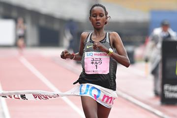 Eunice Jepkirui Kirwa winning the Marugame half marathon (Getsurikui)