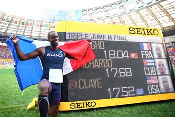 Teddy Tamgho in the mens Triple Jump at the IAAF World Athletics Championships Moscow 2013 (Getty Images)