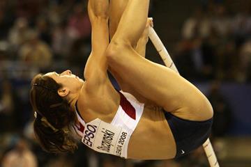 Jenn Suhr, winner of the silver medal in the women's pole vault in Valencia (Getty Images)