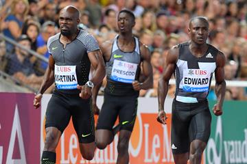 Churandy Martina winning the 200m at the 2016 IAAF Diamond League meeting in Lausanne (Gladys von der Laage)