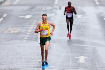 Michael Shelley on his way to the Commonwealth marathon title (Getty Images)