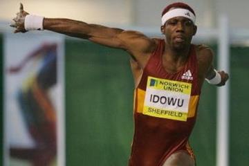 Phillips Idowu triple jumping at the UK Indoor Champs in Sheffield (Getty Images)
