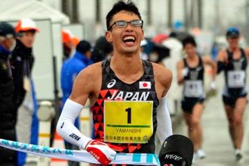 Toshikazu Yamanishi wins the Asian 20km Race Walking title (Organisers)