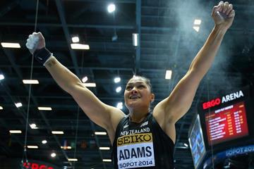 Shot put winner Valerie Adams at the 2014 IAAF World Indoor Championships in Sopot (Getty Images)