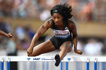 Kendra Harrison in action at the IAAF Diamond League meeting in Lausanne (AFP / Getty Images)