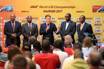 IAAF President Sebastian Coe at the press conference ahead of the IAAF World U18 Championships Nairobi 2017 (Getty Images)