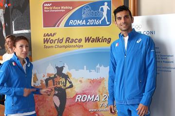 Antonella Palmisano and Marco De Luca at the 'One Month To Go IAAF World Race Walking Team Championships Rome 2016' presentation (FIDAL / organisers)