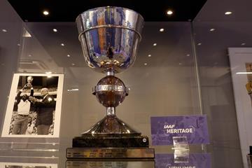 The original men's IAAF World Cup Trophy at the IAAF Heritage Exhibition in Ostrava (Getty Images)