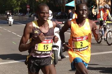 Ezekiel Kiptoo Chebii and Lawrence Kimaiyo in the 2014 Rock’n’Roll Madrid Marathon  (Emeterio Valiente)