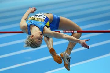 Alina Fodorova in the pentathlon high jump at the 2014 IAAF World Indoor Championships in Sopot (Getty Images)