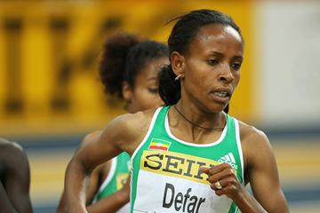 Meseret Defar in action in the 3000m at the IAAF World Indoor Championships (AFP / Getty Images)