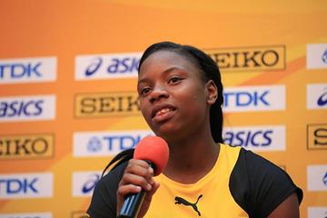 Jamaican sprinter Kevona Davis at the press conference ahead of the IAAF World U18 Championships Nairobi 2017 (Getty Images)