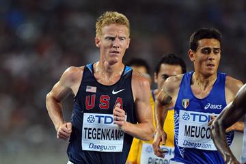 USA's Matt Tegenkamp competes in the 10,000m at the 2011 IAAF World Championships (Getty Images)