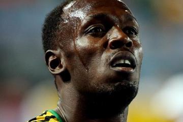 Usain Bolt after the 4x100m at the IAAF/BTC World Relays, Bahamas 2015 (Getty Images)