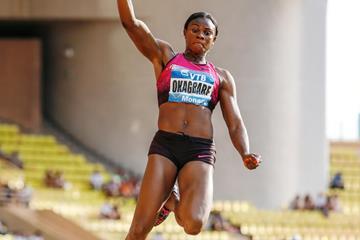 Blessing Okagbare breaks seven metres at the 2013 Monaco Diamond League (Philippe Fitte)