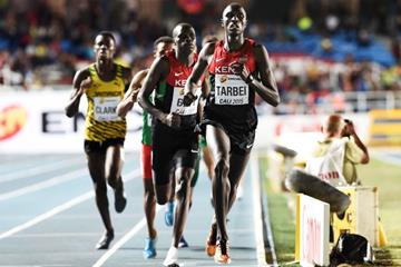 Willy Tarbei leading the boys' 800m final at the IAAF World Youth Championships, Cali 2015 (Getty Images)