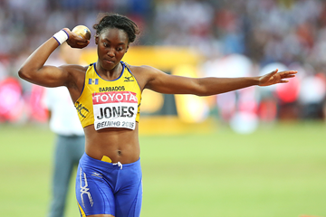 Akela Jones in the heptathlon shot put at the IAAF World Championships Beijing 2015 (Getty Images)