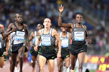 Elijah Manangoi winning the 1500m at the 2016 IAAF Diamond League meeting in Rome (Gladys Chai)