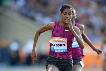 Sifan Hassan winning the 1500m at the IAAF Diamond League meeting in Glasgow (Jiro Mochizuki)