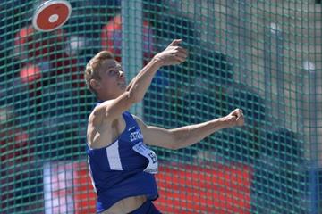 Johannes Erm of Estonia in the decathlon discus at the IAAF World U20 Championships Bydgoszcz 2016 (Getty Images)