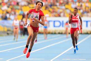 Octavious Freeman in the womens 4x100m Relay at the IAAF World Championships Moscow 2013 (Getty Images)