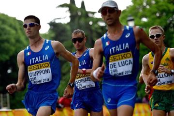 Matteo Giupponi and Marco de Luca lead the 50km at the IAAF World Race Walking Team Championships Rome 2016 (Getty Images)