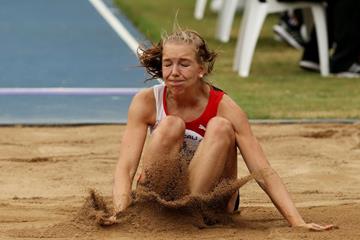 Switzerland’s Geraldine Ruckstuhl in the heptathlon long jump at the IAAF World Youth Championships, Cali 2015 (Getty Images)