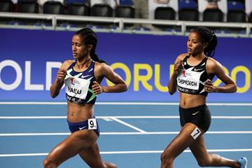 Lemlem Hailu on her way to winning the 3000m at the World Athletics Indoor Tour Gold meeting in Torun (Jean-Pierre Durand)