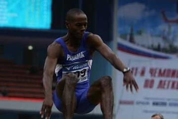 Irving Saladino of Panama on his way to winning the silver medal in the men's Long Jump final (Getty Images)