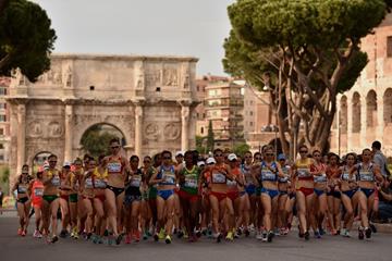 The start of the women's 20km at the IAAF World Race Walking Team Championships Rome 2016 (Getty Images)