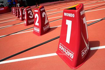 Lane markers in Khalifa International Stadium, venue of the IAAF World Athletics Championships Doha 2019 (Getty Images)