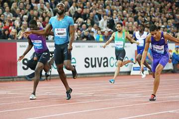 LaShawn Merritt wins the 400m from Kirani James at the IAAF Diamond League meeting in Zurich (Jean-Pierre Durand)