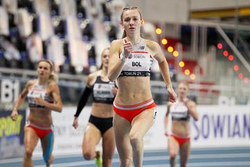 Femke Bol on her way to winning the 400m at the World Athletics Indoor Tour Gold meeting in Torun (Jean-Pierre Durand)