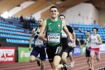 Mariano Garcia wins the 800m at the World Athletics Indoor Tour Gold meeting in Madrid (Jean-Pierre Durand)
